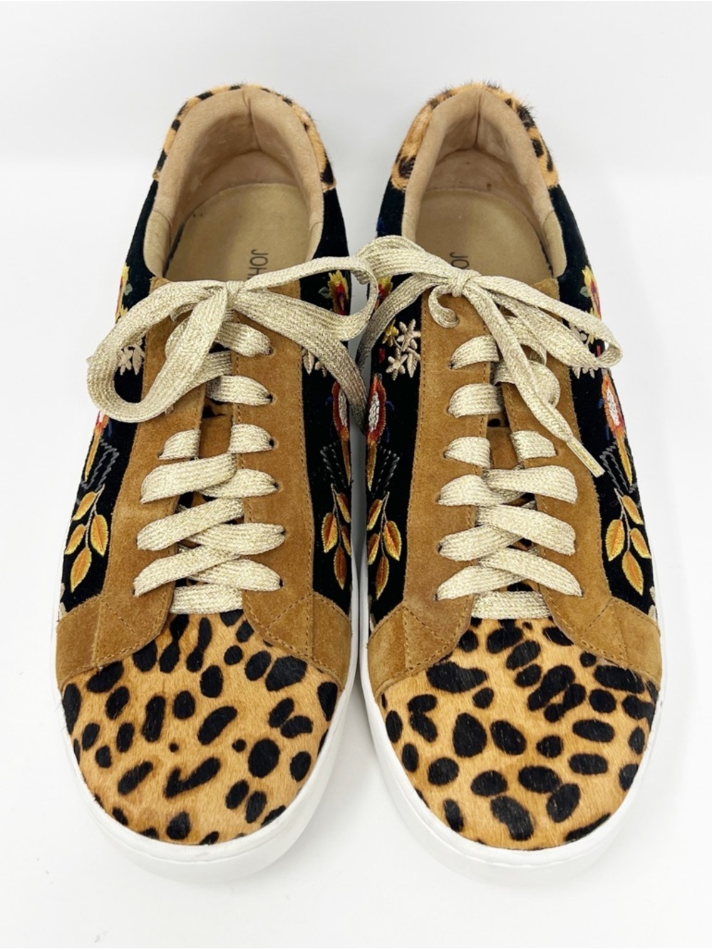 Johnny Was Leopard Suede & Genuine Calf Hair Sneaker 9.5